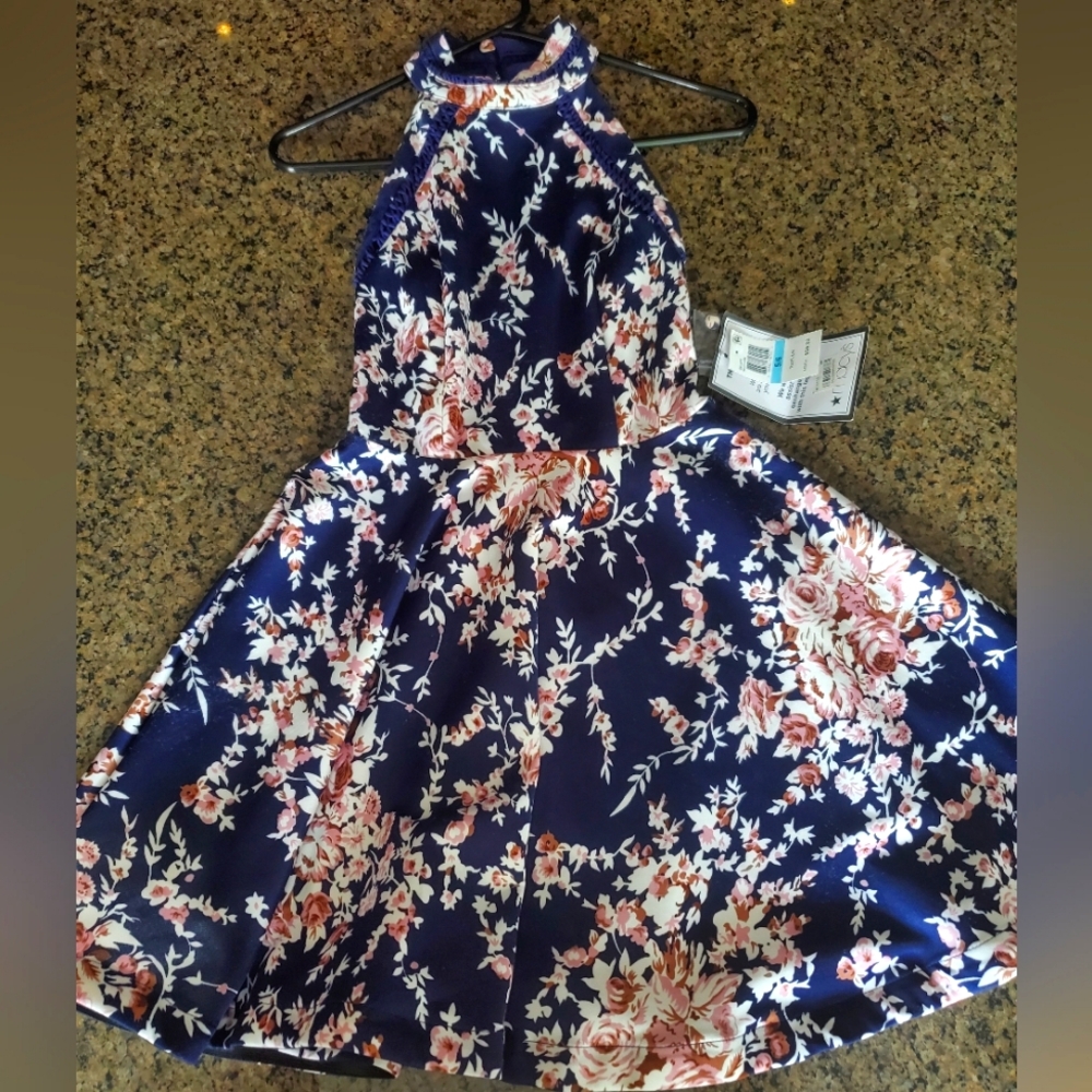 Junior's Mock-Neck Flare Dress